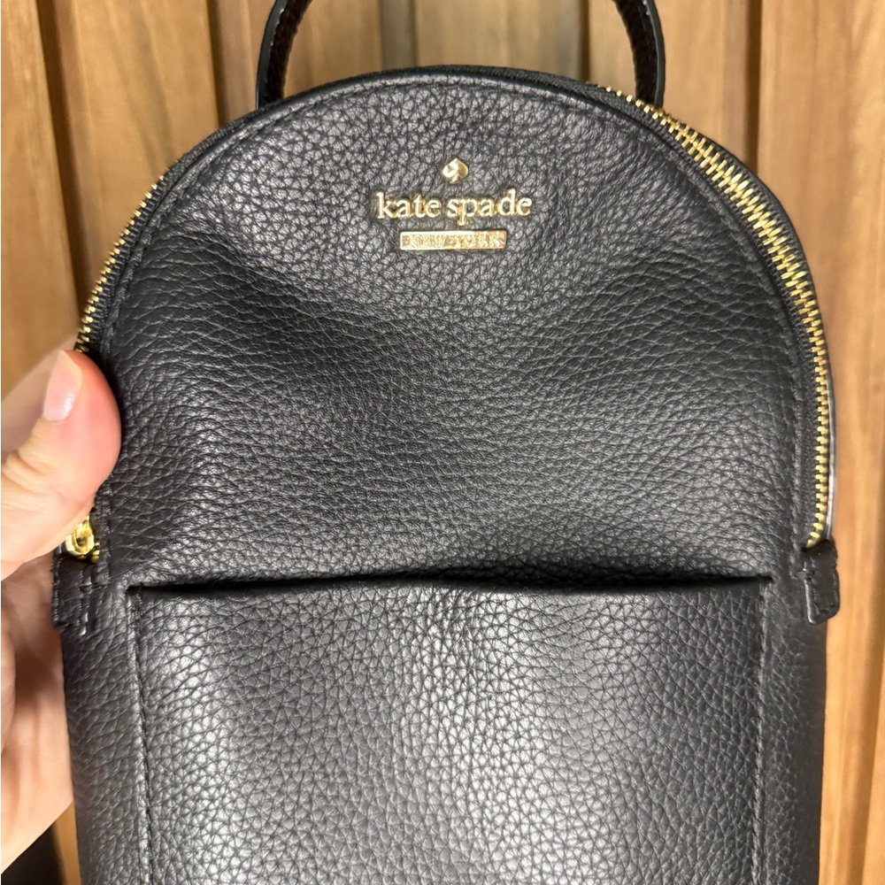 Kate Spade Black Leather Backpack Used as A Crossbody